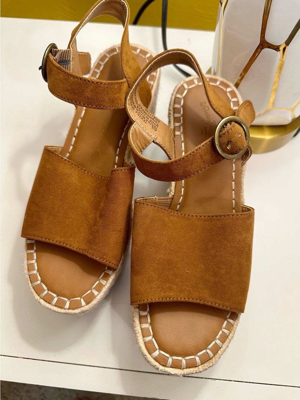 Target Brown Suede Ankle-Strap Espadrille Sandals